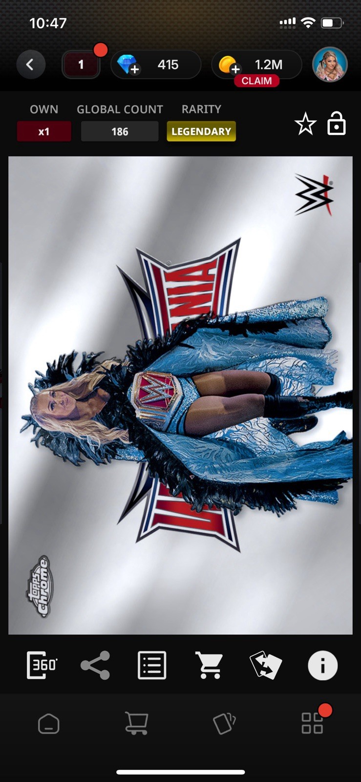 Topps Slam WWE *Digital* 2025 Chrome Mania - Charlotte Flair 186cc LEGENDARY
