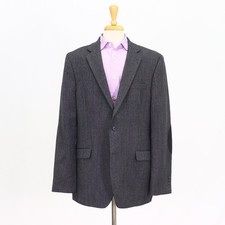 Stafford 46L Gray Sport Coat Blazer Jacket Solid 2-Button Wool