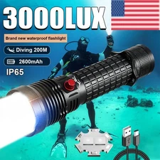 30W LED Diving Light Powerful Professional Diving Flashlight with battery