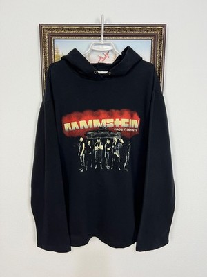 Vintage Rammstein Over Print Hoodie Black Band Jacket Rare Mens