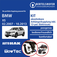 für BMW X5 Typ E70 02.2007-10.2013 AHK Abnehmbar +13Pol Spezifisch E-Satz KPL