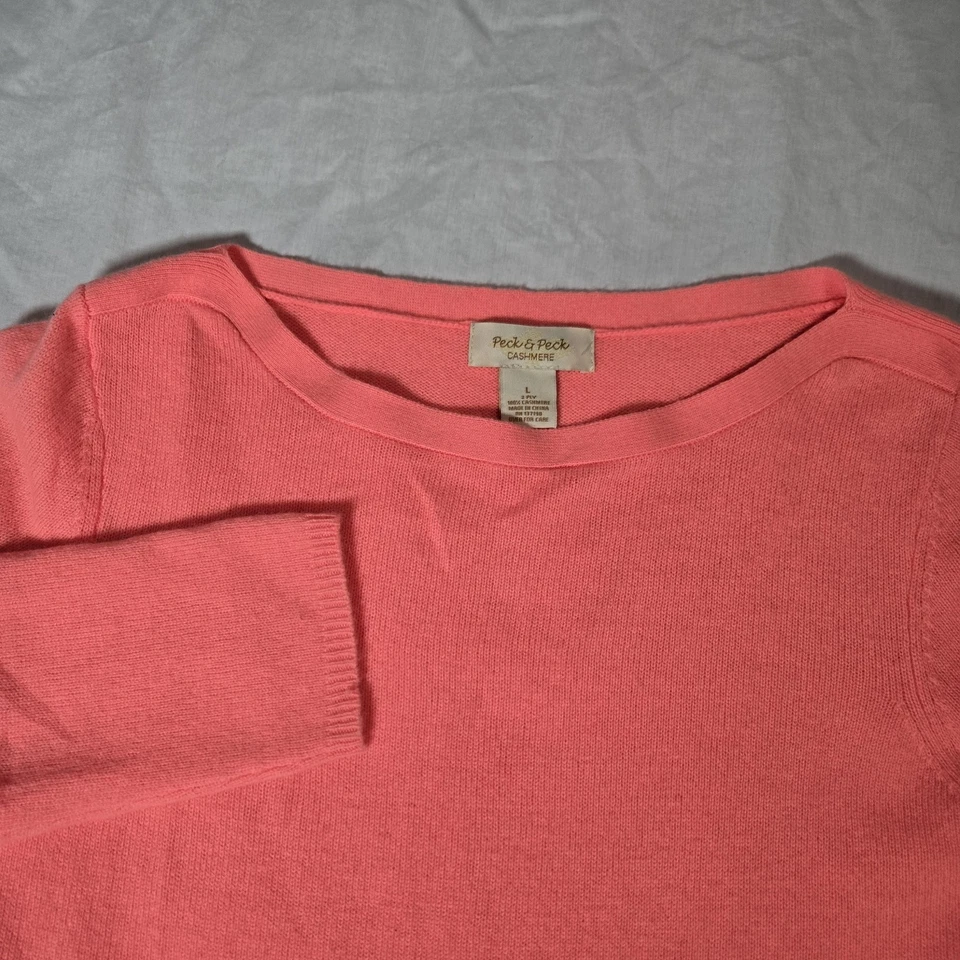 Peck & Peck 100% 2 层羊绒毛衣大号船领亮学院风二手状况完好 — 第 4/4 张图片