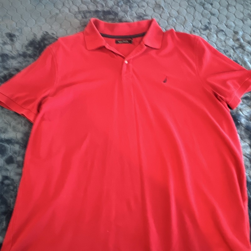 Nautica Men's Short Sleeve Polo Shirt XL Red, Regular Fit