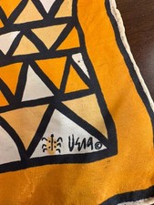 Vtg Vera Neumann Scarf Square 30" 1960s 1970s Mod Geometric Pattern Yellow Gold