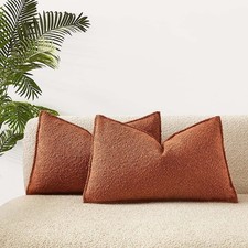 JUSPURBET Rust Decorative Pillow Covers 12x20 Set of 2 Throw Pillow Covers fo...
