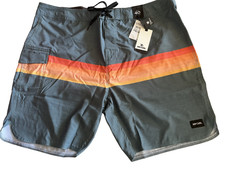Rip Curl Board Shorts 19" Mid Length Bluestone Sunset Stripe Mens 40 Surf NWT