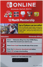Nintendo Switch Online 12 Month Membership Subscription Pre-Paid Card