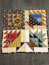 Homemade Quilted Wall Hanging Country Geometric Design Primitive Colors