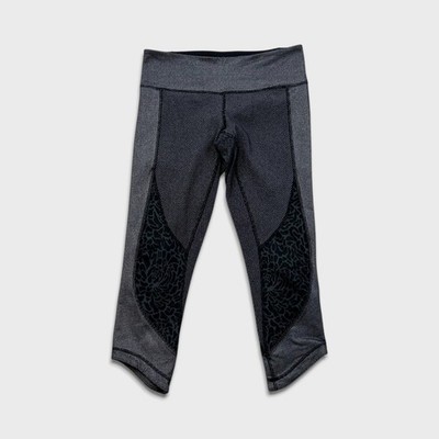 Lululemon Wunder Under Crop *Sashiko Womens Size 6 Black Yoga Leggings Pant