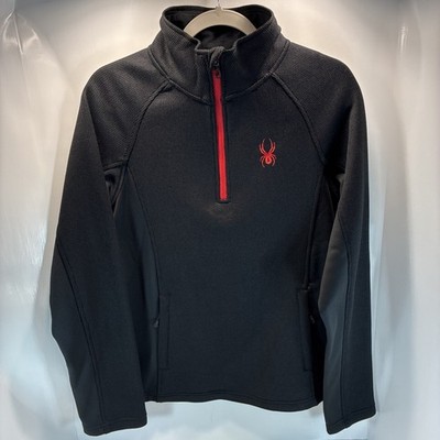 Spyder Men's 1/4 Zip Ragland Sleeve Sweater Pullover Black Red NWT Size S/P/P