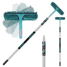 20 Feet High Reach Window Squeegee with 5-12Ft Extension Pole, Window Cleaner...