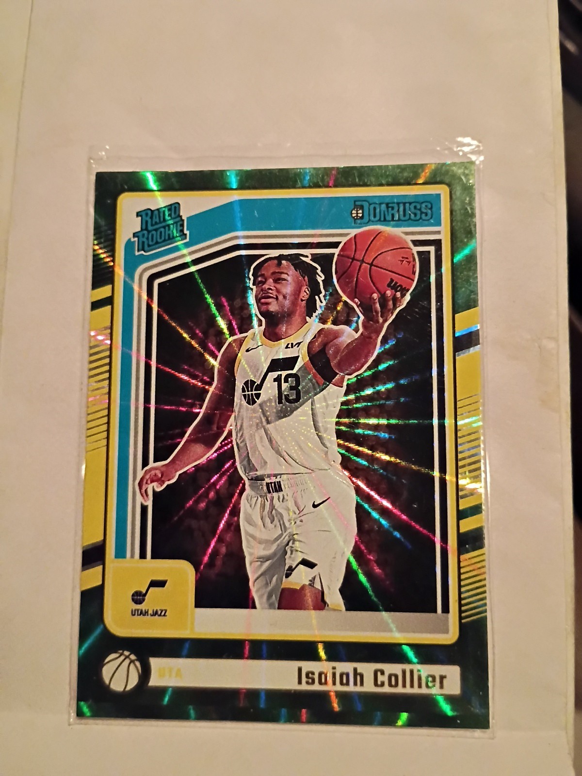 2024-25 Panini Donruss - Rated Rookie Isaiah Collier #237 Holo Green Laser (RC)