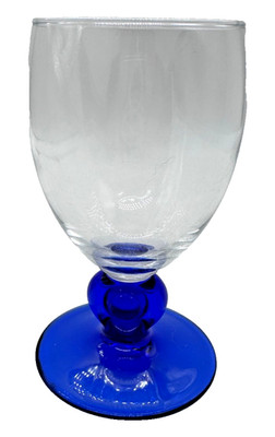 LUMINARC FRANCE COBALT BLUE & Clear WINE GLASSES  4 - 5 ounces 4 3/4 tall