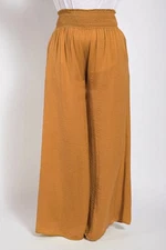 Washed Satin Wide Pants With Waist Smocked
