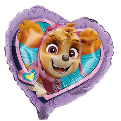 Party Factory Paw Patrol Skye, Herz Folienballon, lila, Ø45cm, Heliumballon Helf