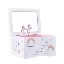 Unicorn Music Jewelry Box - Wooden Glittery Design for Girls - Charming Gift