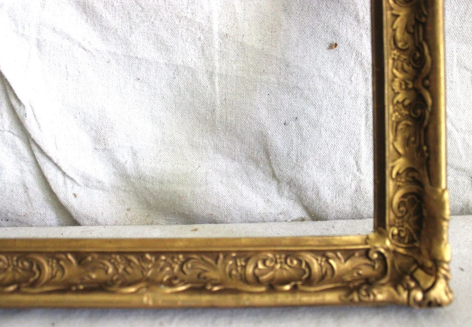 EXCELENTE MADERA ANTIGUA SE ADAPTA A MARCO DE FOTOS DE 9 X 12" ORO ORNAMENTADO ARTESANÍAS YESO Foto 4 de 4