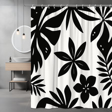 Black and White Botanical Shower Curtain for Stylish Bathrooms
