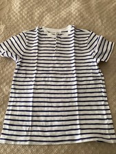 janie and jack boys size 16 white and blue striped henley tee shirt