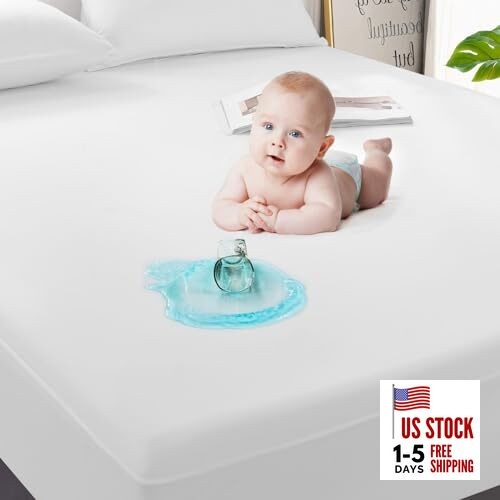 Mattress Protector Waterproof, Breathable & Noiseless Waterproof Twin 2 Pack-image