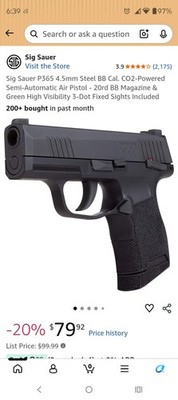 Sig Sauer P365 4.5mm Steel BB Cal. CO2-Powered Semi-Automatic Air Pistol 20 rd