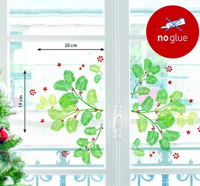 XMAS Fenster Sticker Weihnachten - Eibe - statisch haftend Fensterbild - Bild 1 von 3
