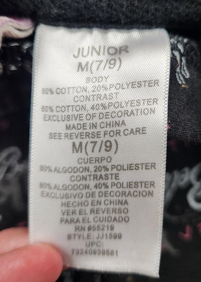 Y2K Disney Tinker Bell Zip Up Hoodie Juniors M Black Fairy Emo Skater Scene - Image 4 of 4