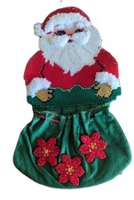 SANTA Needlepoint Panel Wall Christmas Hanging SANTA MAIL Large Vintage