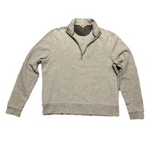 Burberry Brit Mens Gray 1/4 Zip Pullover Sweatshirt Nova Check XL 100 Cotton
