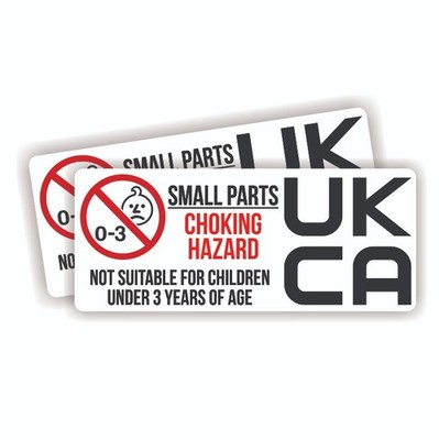 UKCA Erstickungs-/Gefahr-/Warnaufkleber selbstklebend Vinyl wasserdicht - 17 mm x 40 mm
