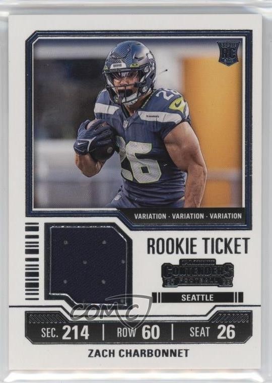 2023 Panini Contenders Rookie Ticket Swatches Variations Zach Charbonnet RC 1l2l