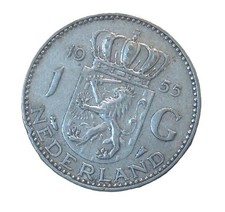 Old World Coin Lot 1955 Netherlands Gulden AU KM#184 72% Silver .1505 ASW