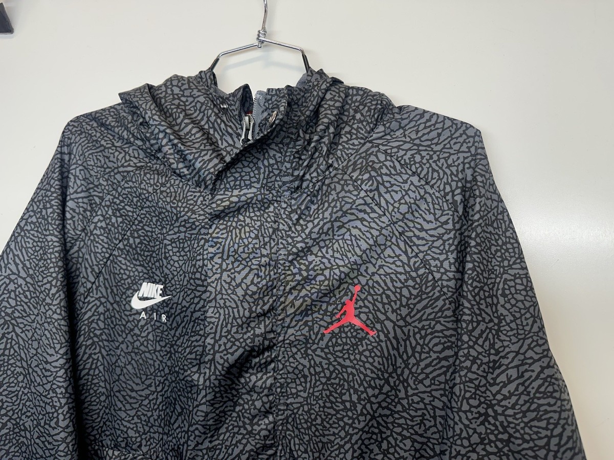 NIKE AIR JORDAN Black Cement Elephant Print Anorak Jacket Mens XL