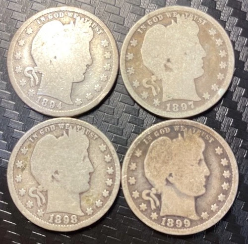 1894S, 1897, 1898, 1899 Barber Quarters