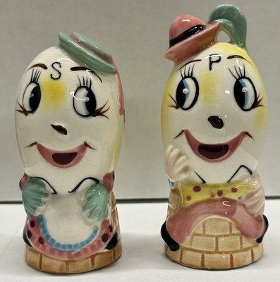 VTG 1950s Humpty Dumpty Enesco Salt & Pepper  SHAKERS Anthropomorphic Kitschy