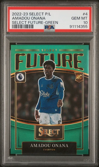2022-23 Panini Select Select Future Amadou Onana #4 PSA 10 Green Rc /5