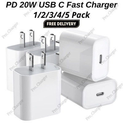 For iPhone iPad Android Fast Charger USB C 20W PD Type-C Power Adapter Wall Cube