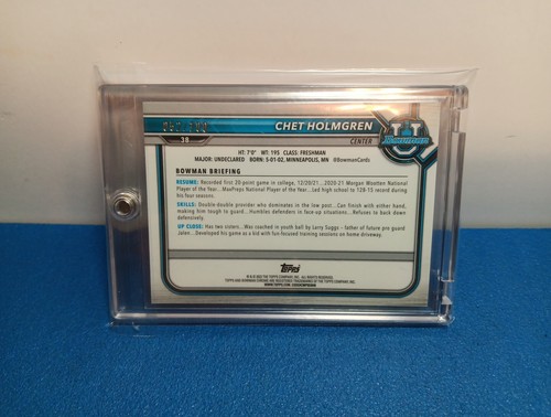 2022 Bowman 1st Prospect RayWave/Black Line Center Chet Holmgren #52 /100 ROOKIE - Picture 4 of 16
