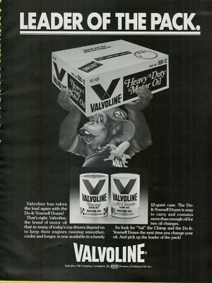 1983 Valvoline Racing Motor Oil Val the Chimp Do it Yourself Vintage Print Ad