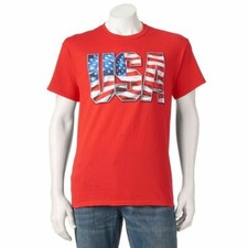 Gildan Men's T-Shirt Red or White XL, XXL USA Flag Patriotic 4th of July New