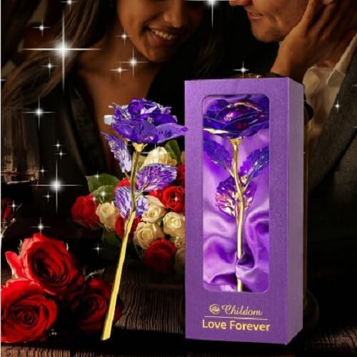 Gold Plated Rose 24K Dipped Flower Valentine's Day Love Gifts - MINOR BROKEN - Picture 5 of 6