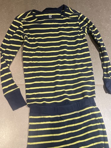 Gap Kids Long Sleeve Navy Green Stripe Pajamas Size 8T - Picture 5 of 7