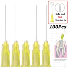 100pcs Dental Endo Irrigation Needle Tip 30GA End-Closed Side Hole Syringes NEW
