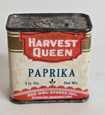 Vintage 1940's Harvest Queen Paprika Spice Tin Red Owl Stores Minneapolis MN