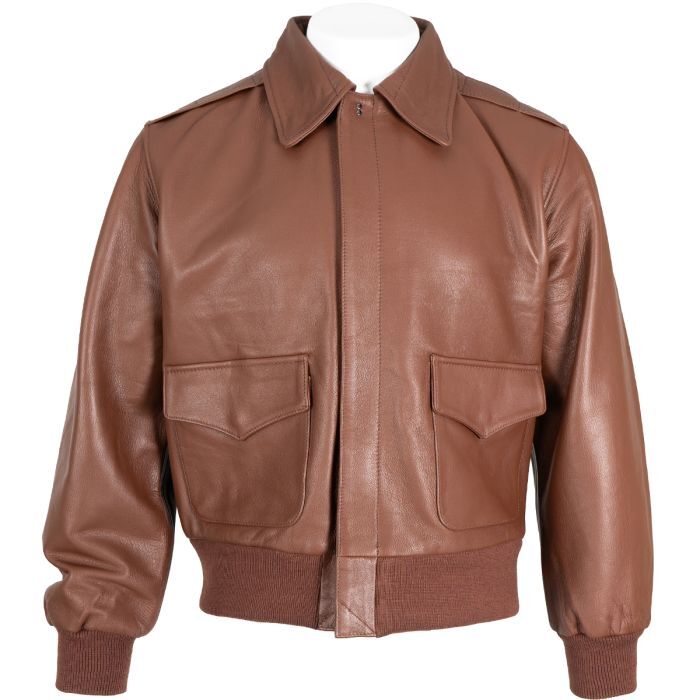 Euro vintage A2 フライトジャケット Reproduction WW2 US Pilots Leather A2 Jacket ? Light Brown- All