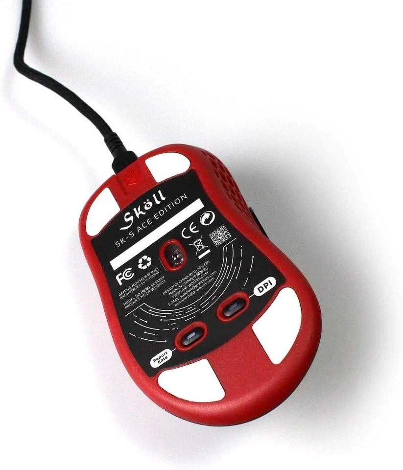 G-Wolves Skoll SK-S ACE Ultralight Honeycomb Gaming Wired USB Mouse, Black/Red - Image 4 of 4