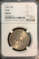 1936 YORK COUNTY TERCENTENARY SILVER 50C MS66 NGC