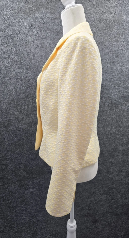 Blazer Nipon Boutique Mujer 8 Forrado Botones Amarillo Lunares Algodón Foto 4 de 4