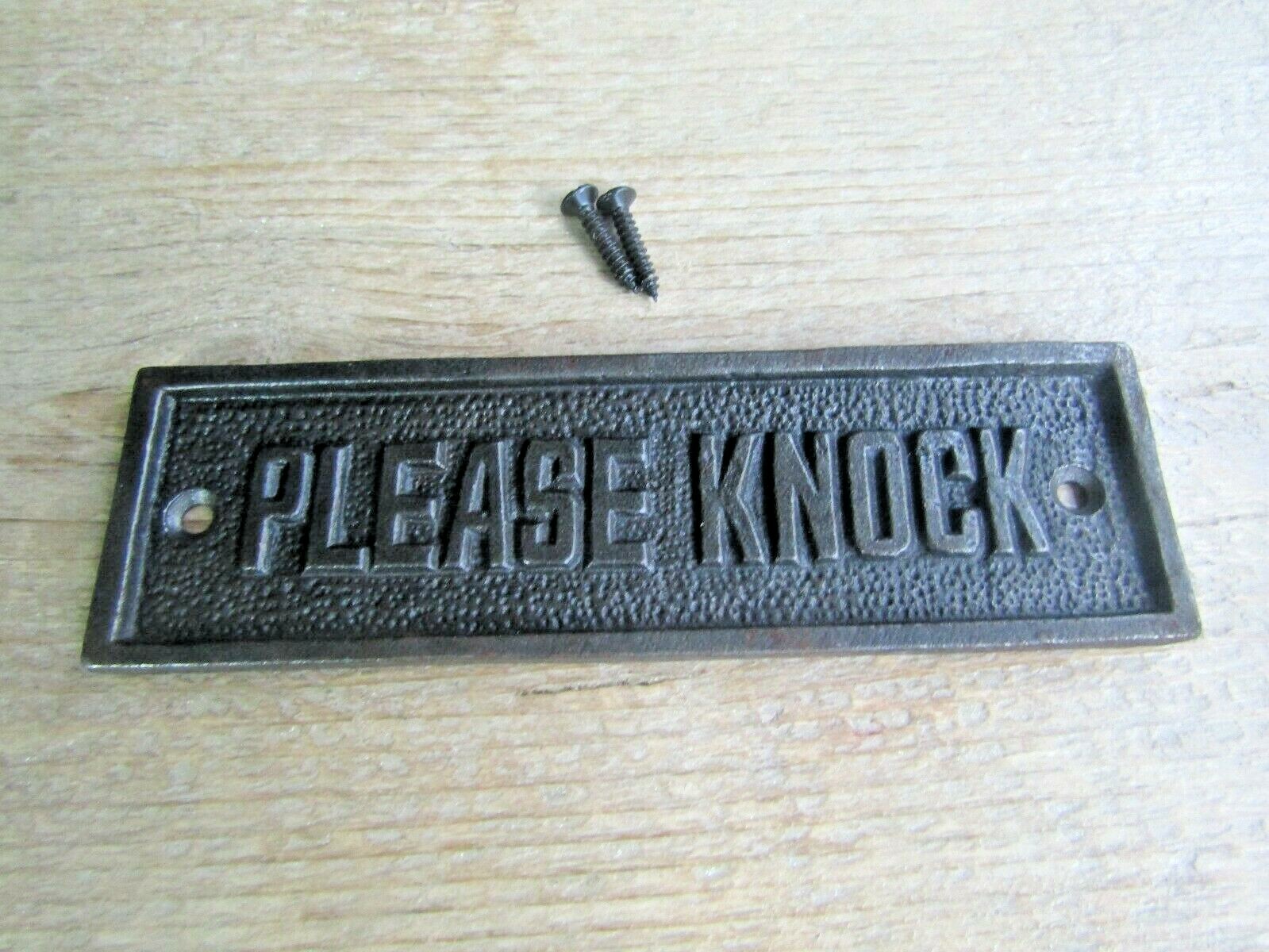 PLEASE KNOCK cast iron vintage rustic Cottage wall mounted door house
