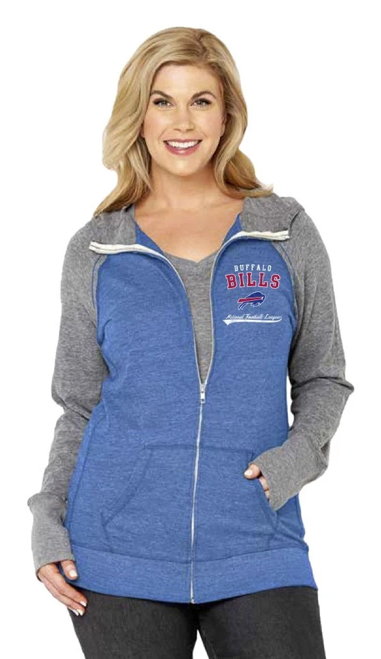 NFL Womens Curvy Triblend Color Block Full Zip Hoodie Plus Sizes 1X-3X - Image 3 of 4